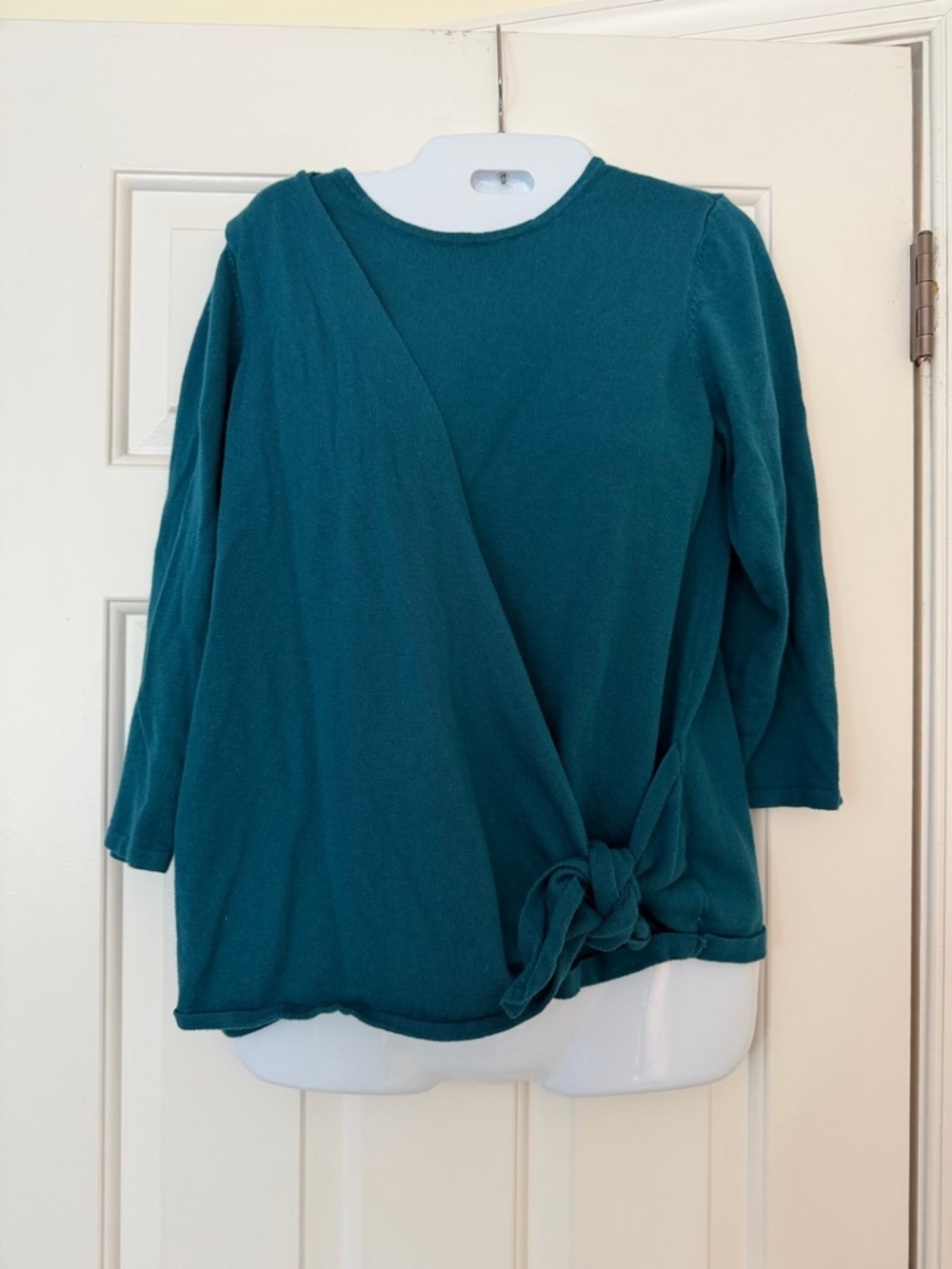 J.Jill Teal Wrap Sweater Top Size Small Tie Front Cashmere Blend